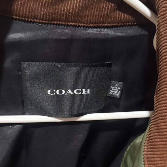 Coach Men's Olive Quilted Jacket with Brown Collar good condition - Picture 5 of 9